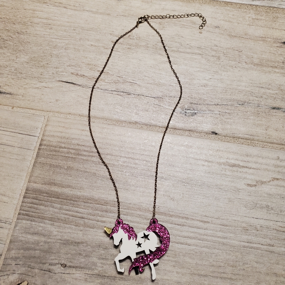 Girls Kids Unicorn Sparkle Necklace